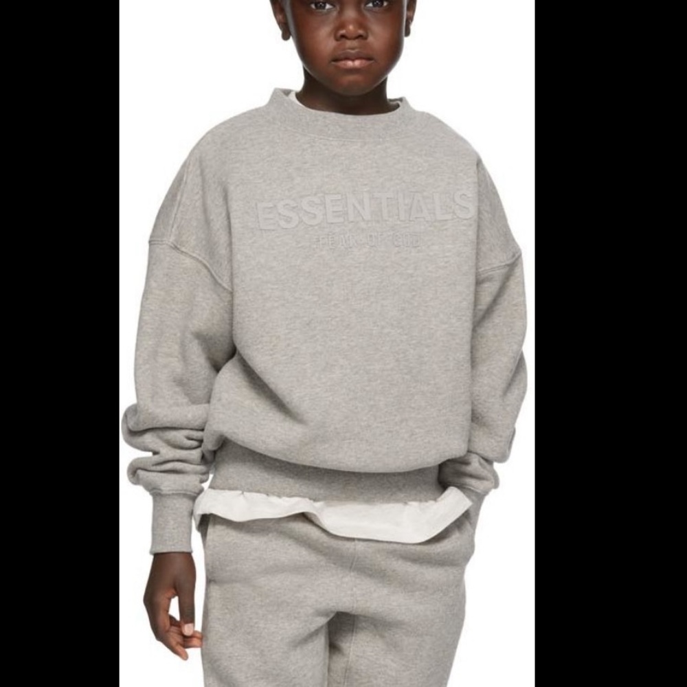 Essentials Kids Grey Fleece Pullover Sweatshirt